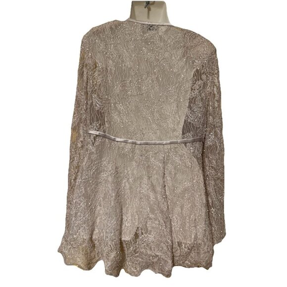 Saks Fifth Avenue Folio Collection Beaded Long Sleeve Formal Beige Blouse Sz 14 - Picture 3 of 3